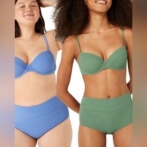 5 Piece PINK Victoria's Secret Blue and Green Bikini Set